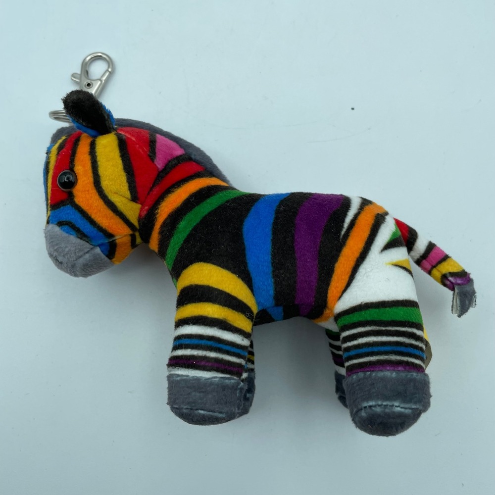 LEGOLAND Rainbow Striped Zebra Plush Keychain 2017 Souvenir Multi-Color